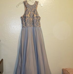 Beautiful Light blue/cream halter gown